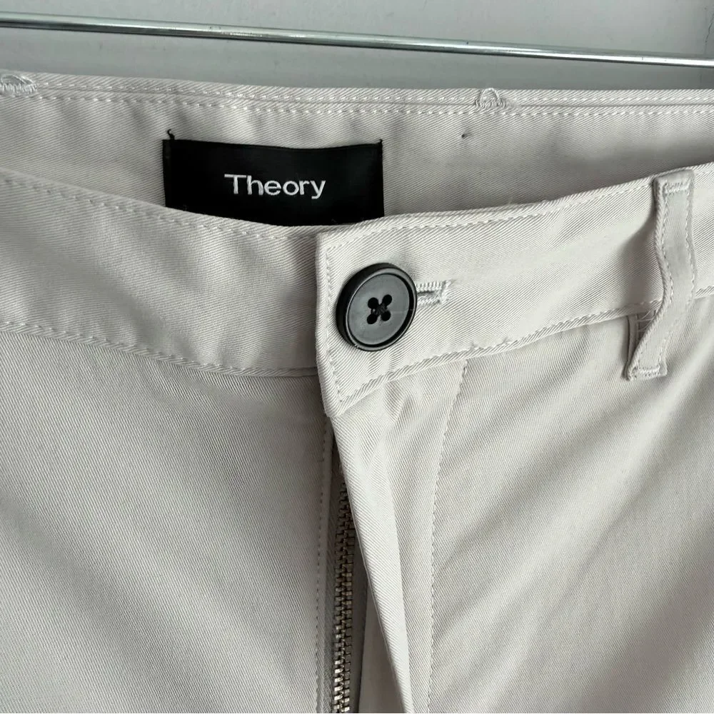Theory Zaine Atlas Twill Shorts Men's 32 Light Beige Flat Front Performance